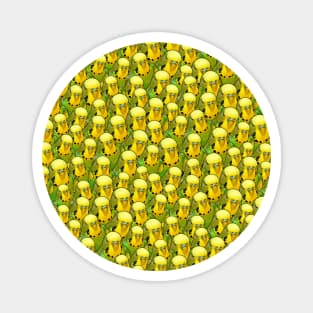 Yellow Budgie Crowd Funny Pattern Magnet